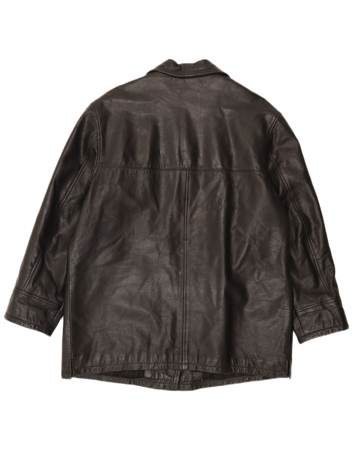 Винтажное женское кожаное пальто IT 48 XL Черное