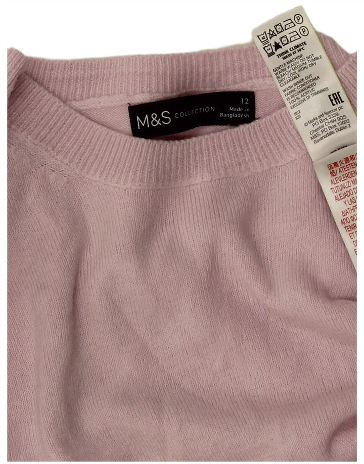 Женский джемпер с круглым вырезом Marks & Spencer UK 12, средний розовый акрил