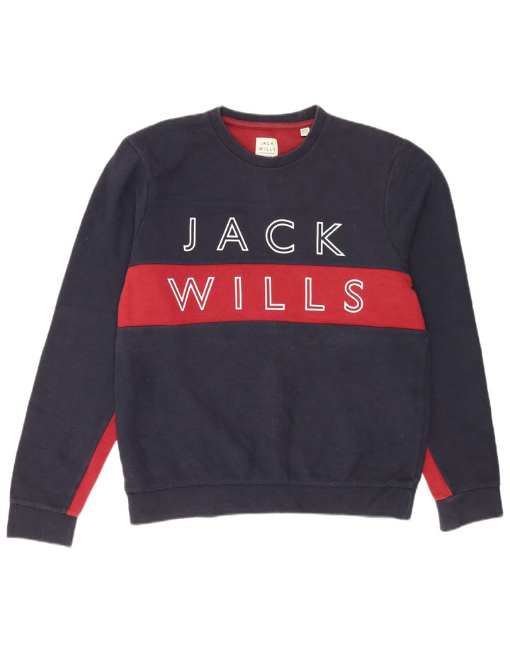 Мужской свитшот с рисунком Jack Wills, большой темно-синий, с цветными блоками