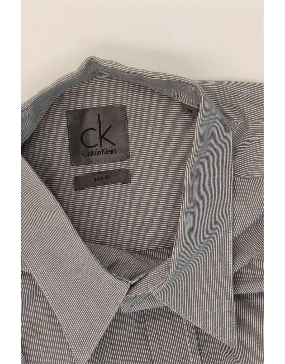 Мужская рубашка приталенного кроя Calvin Klein, хлопковая полоска серого цвета среднего размера