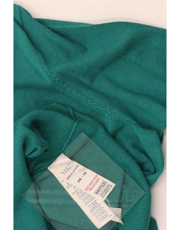 Женский джемпер с v-образным вырезом Marks & Spencer UK 18 XL Зеленый вискоза