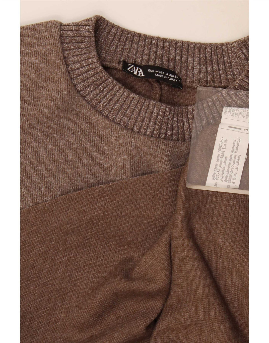 Женская блузка Zara Top UK 14, средний коричневый полиэстер
