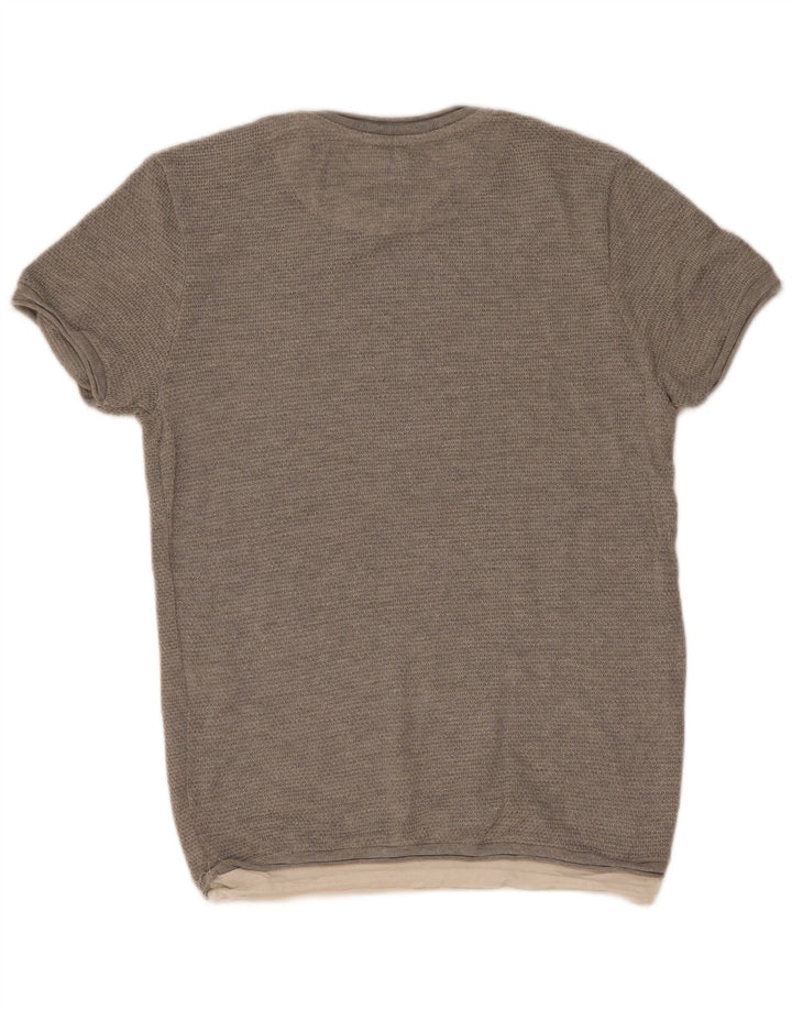 Мужская футболка Zara Top из хлопка среднего серого цвета