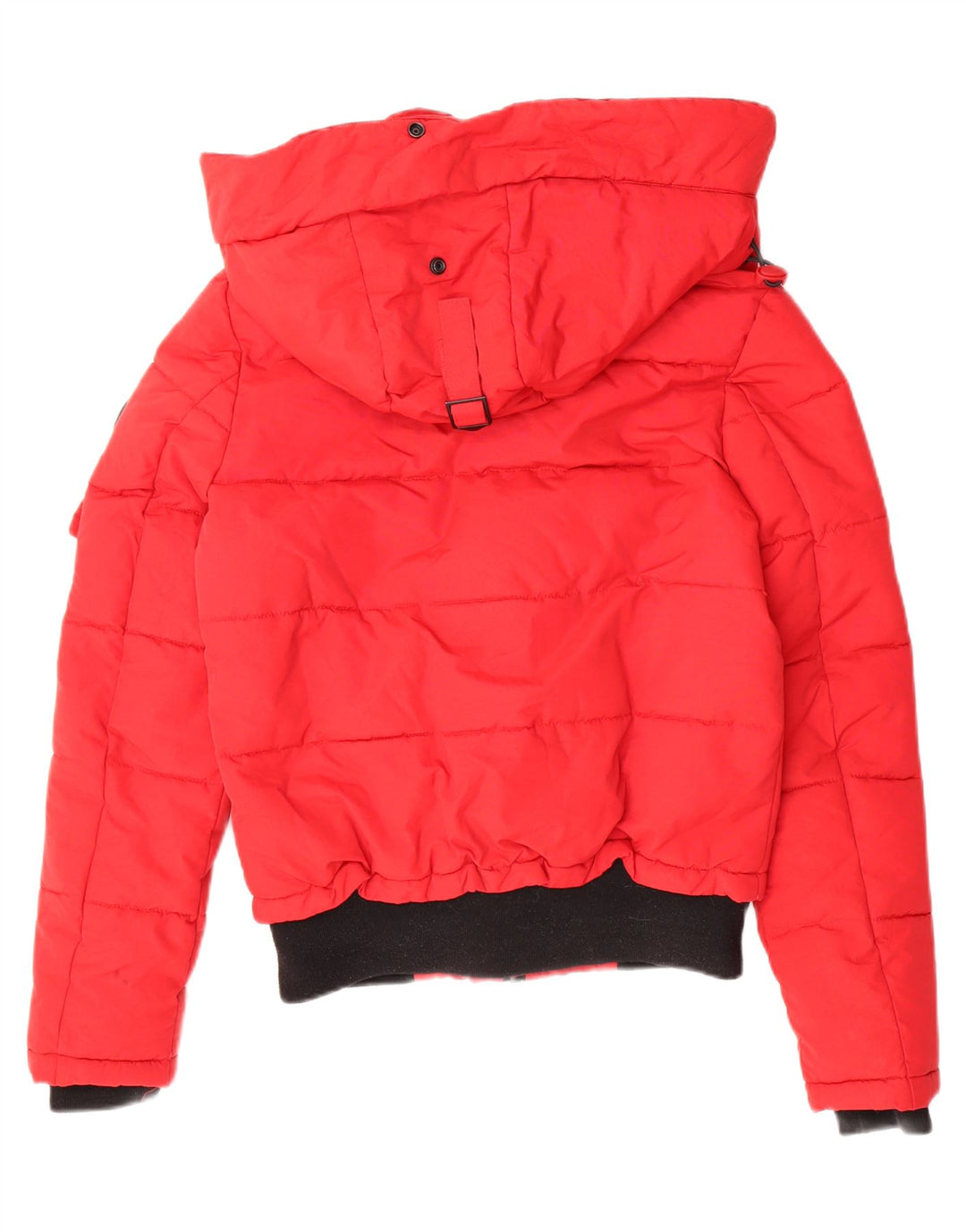 SUPERDRY Womens Hooded Padded Jacket UK 8 Small Red Nylon