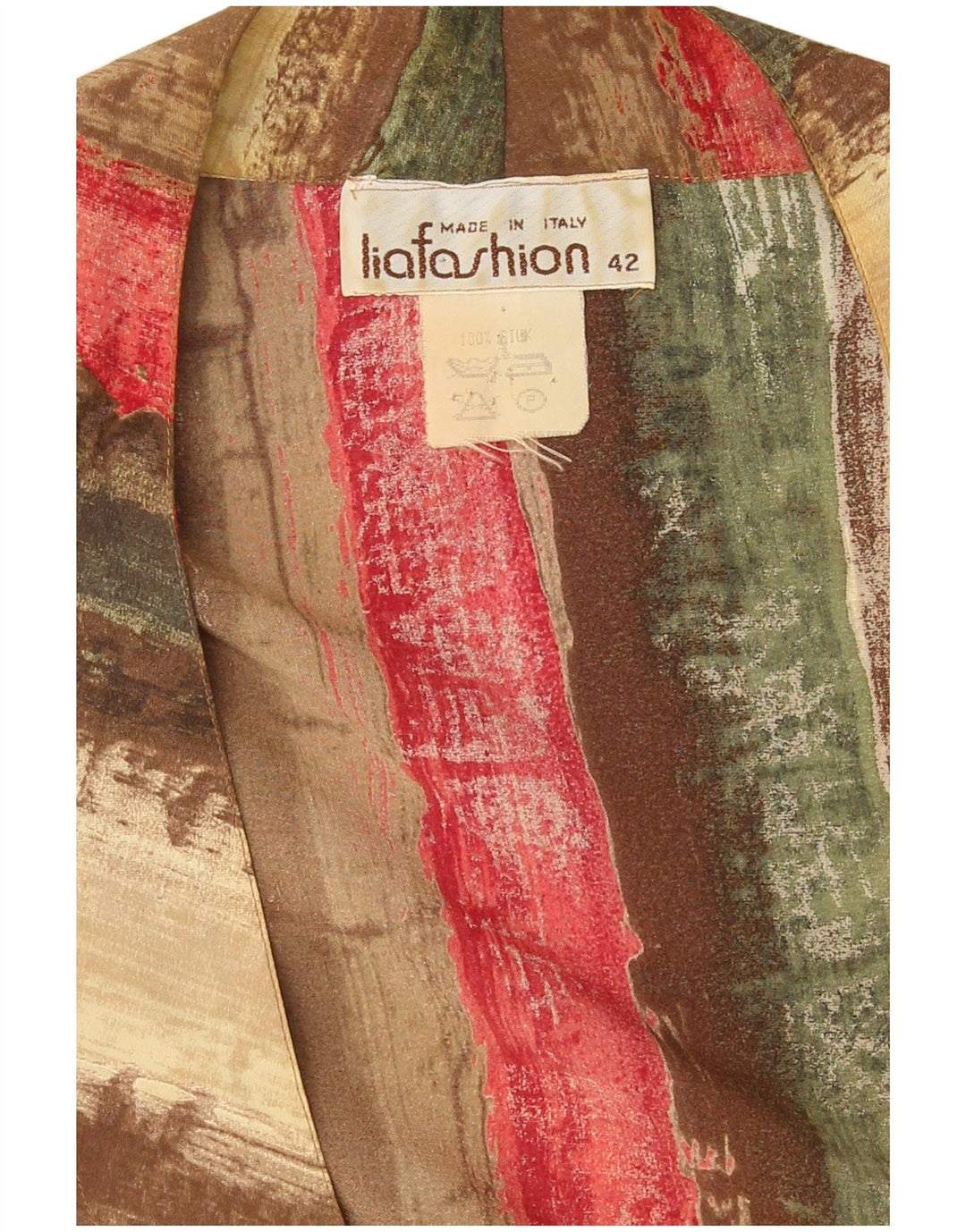 Винтажная женская блузка с запахом Top IT 42, средний шелковый разноцветный полосатый цвет