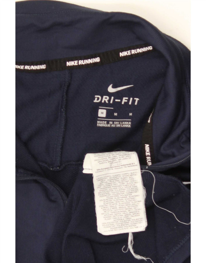 Мужской топ Nike Dri Fit с воротником на молнии и длинными рукавами, средний темно-синий, полиэстер