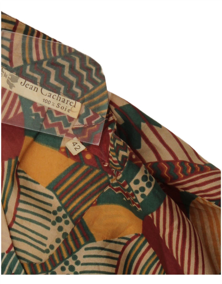 Винтажная женская блузка-рубашка IT 42, средняя, разноцветная, с геометрическим рисунком