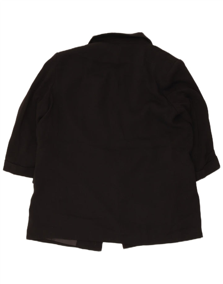 Zara Женский открытый пиджак с рукавами 3/4, Великобритания 18 XL, черный полиэстер