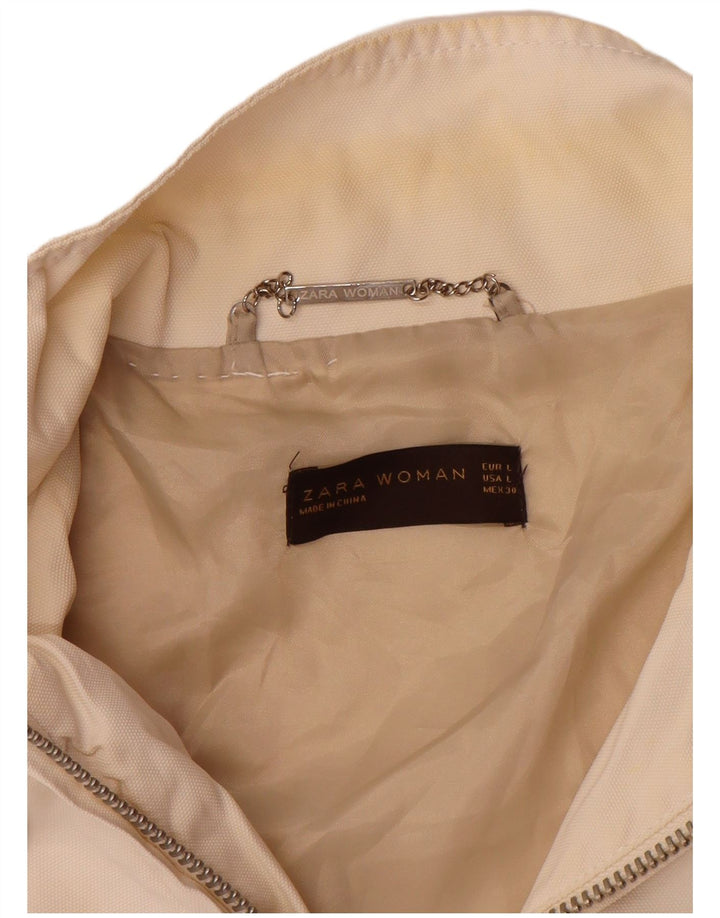 Женская куртка Zara UK 16, большая, из белого нейлона