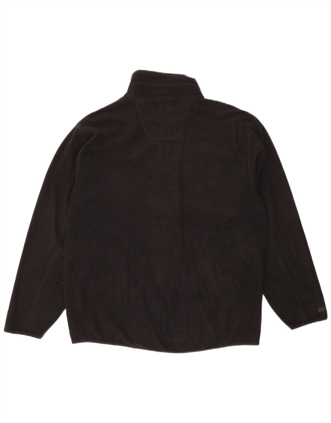 NAUTICA Mens Zip Neck Fleece Jumper Large Black Polyester