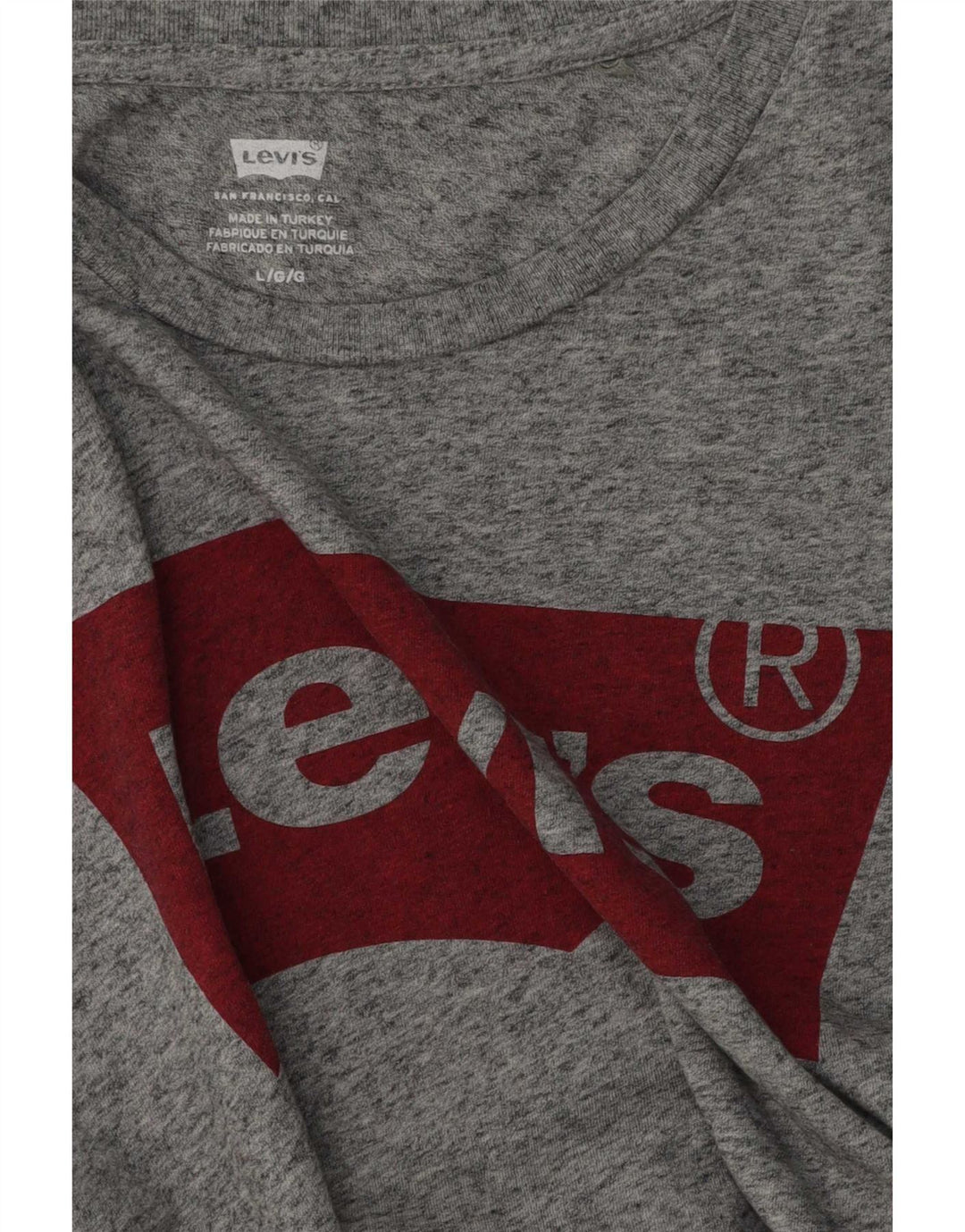 Женская футболка с рисунком Levi's Top UK 16, большая серая в крапинку