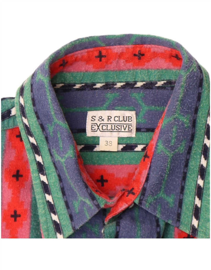 Мужская фланелевая рубашка VINTAGE, размер 38, хлопок, средняя синяя полоска