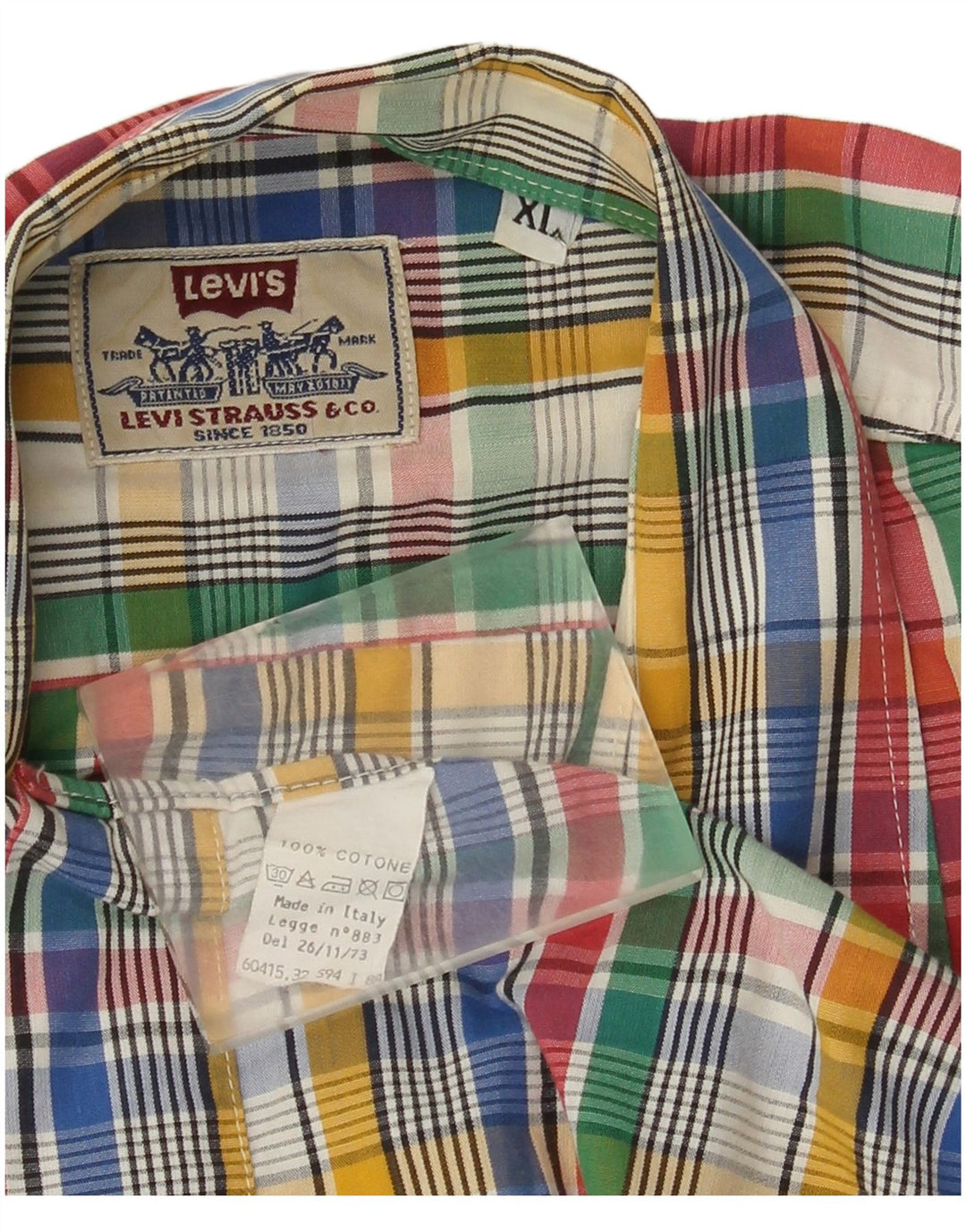 Мужская рубашка с коротким рукавом Levi's XL, хлопковая разноцветная клетка