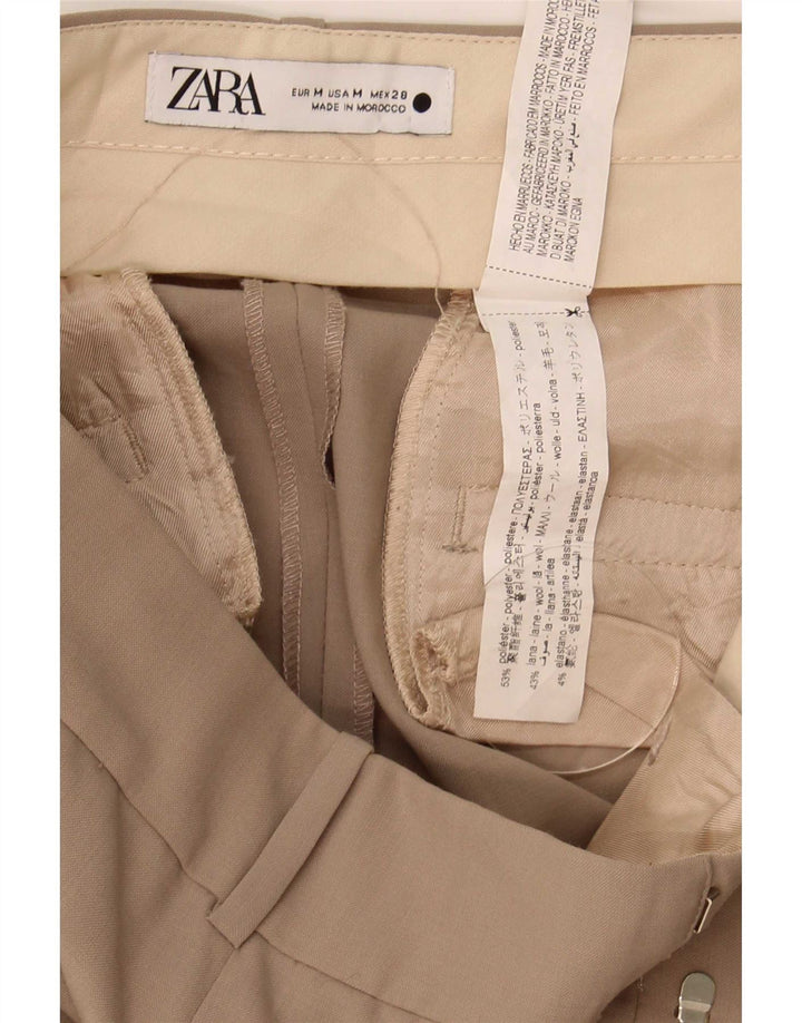 Zara Женские зауженные брюки среднего размера W28 L30 из полиэстера бежевого цвета