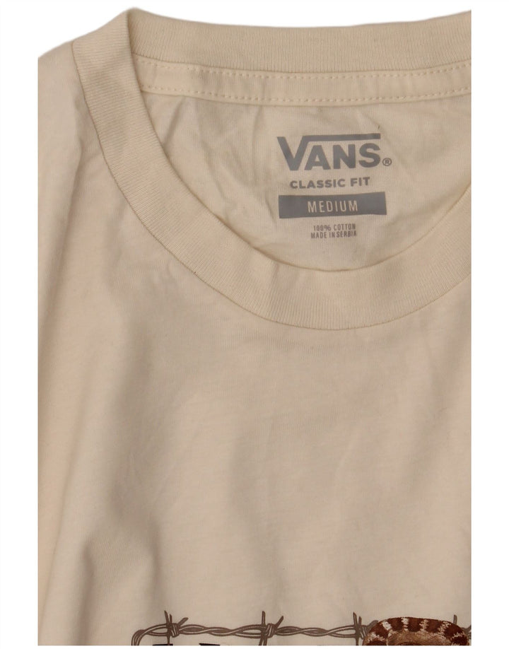 Мужская футболка классического кроя с рисунком Vans, хлопковый топ среднего размера, белый цвет