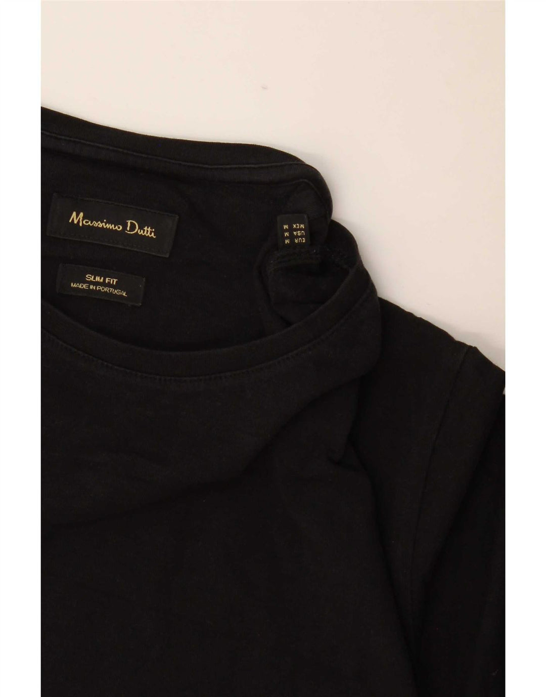 Massimo Dutti Мужская приталенная футболка с коротким рукавом, средний черный