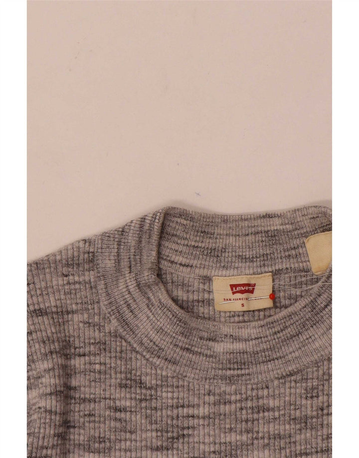 Женский джемпер с высоким воротником Levi's, Великобритания, 8, маленький, серый в крапинку