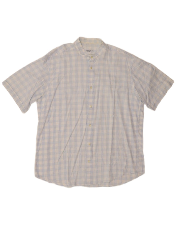 Мужская рубашка с коротким рукавом VINTAGE, размер 18, 45, 2XL, синяя клетка, хлопок