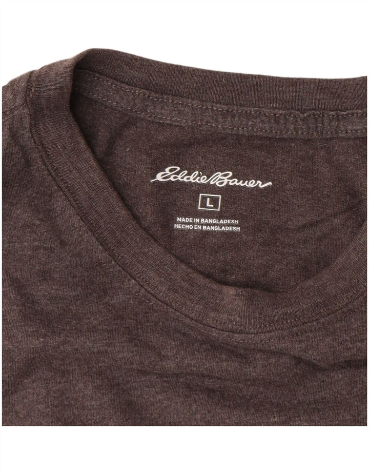 EDDIE BAUER Mens Top Long Sleeve Large Grey Cotton
