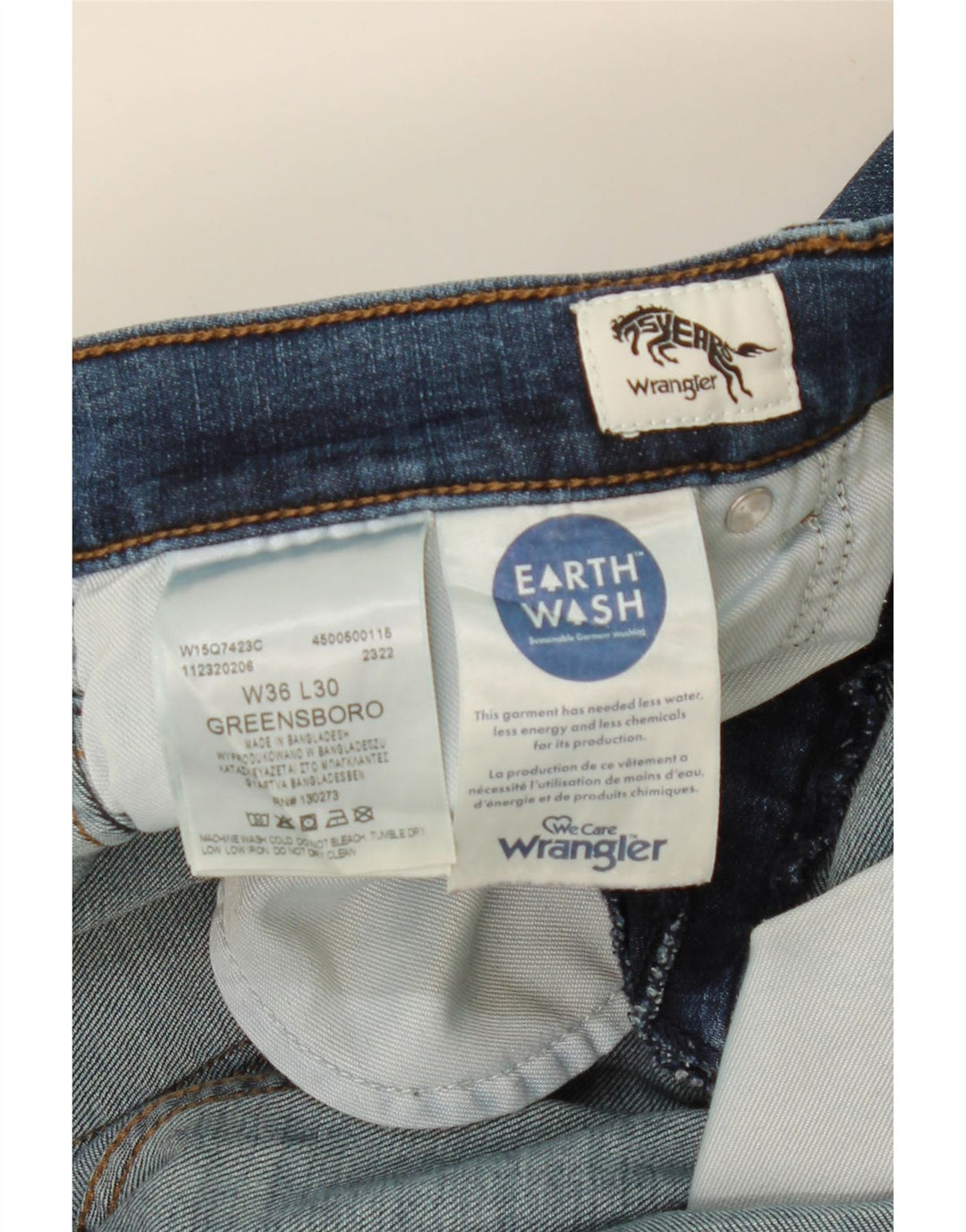 Мужские прямые джинсы WRANGLER Greensboro W36 L30, синий хлопок