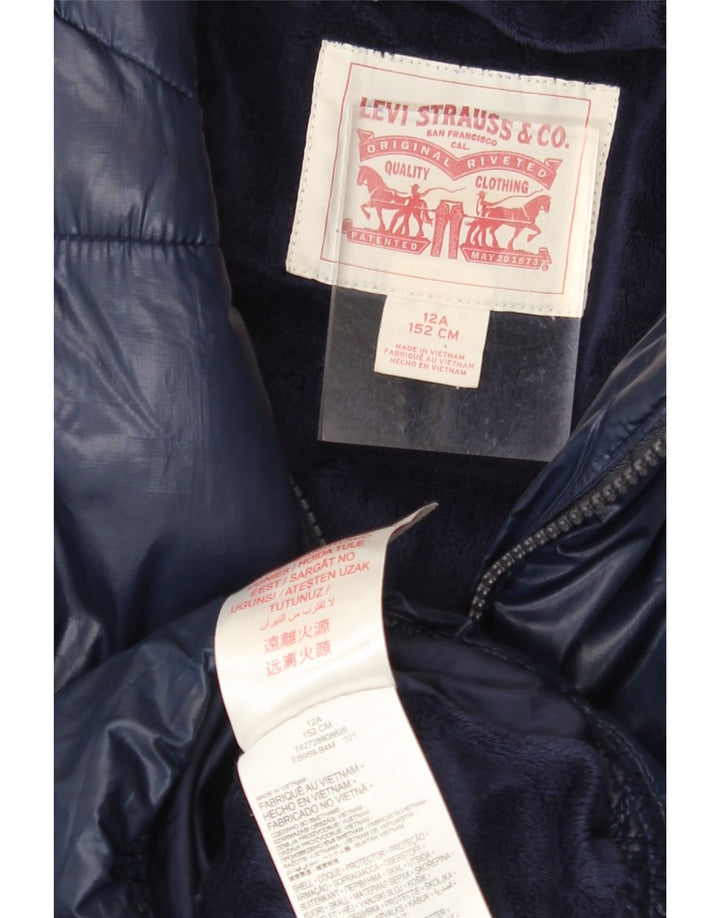 Утепленная куртка с капюшоном LEVI'S для девочек 11-12 лет, темно-синий, полиэстер