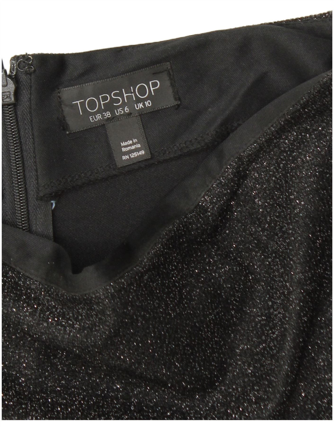 TOPSHOP Женская мини-юбка UK 10, маленькая W28, черный полиэстер