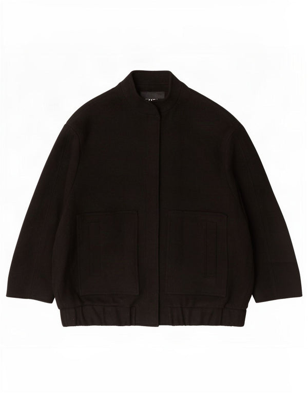 Женский бомбер Zara UK 10, маленький размер, черная шерсть