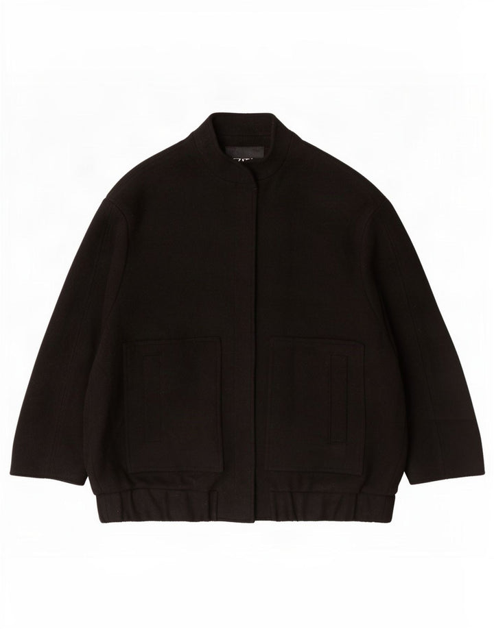 Женский бомбер Zara UK 10, маленький размер, черная шерсть
