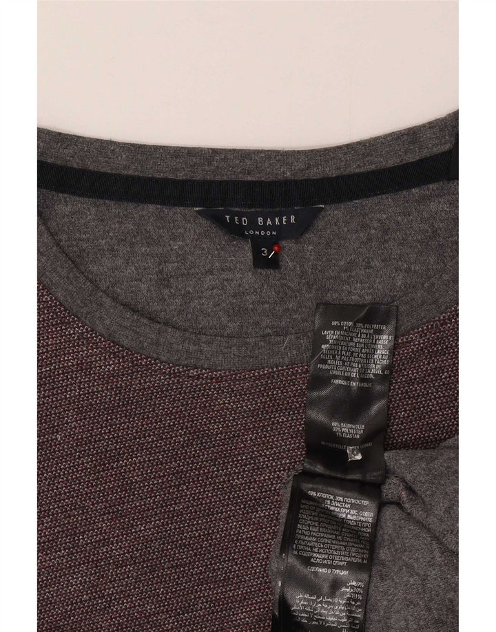 Мужской джемпер с круглым вырезом Ted Baker, размер 3, средний бордовый хлопок, хлопок