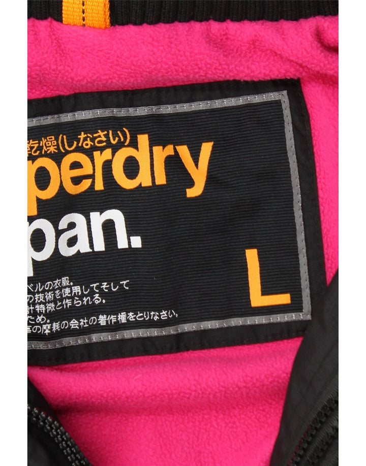 Женская ветровка с капюшоном Superdry UK 14, большой черный нейлон