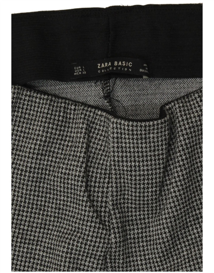 Женские леггинсы узкого кроя Zara UK 14, большие серые с узором «гусиные лапки»