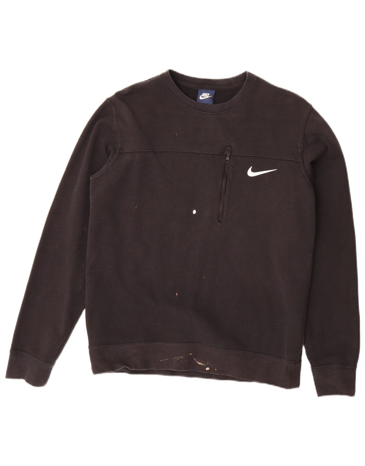 Мужской свитшот Nike, хлопковый джемпер среднего размера, черный