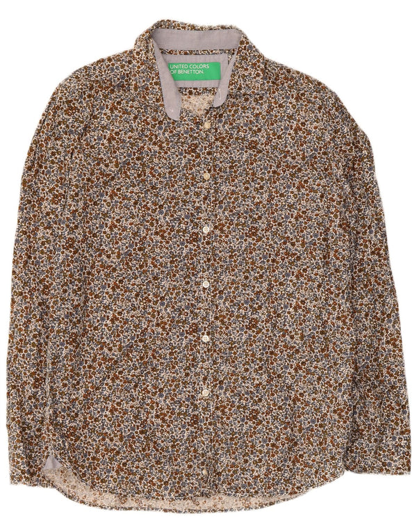 Мужская рубашка Benetton XL, разноцветный хлопок с цветочным принтом