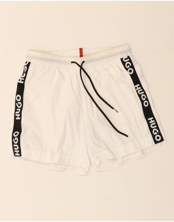 HUGO BOSS Mens Swimming Shorts Small White Polyamide
