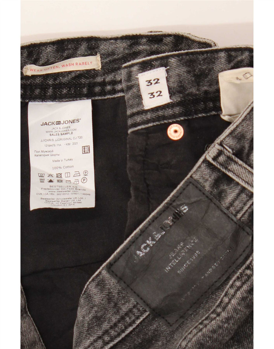 Мужские прямые джинсы Jack & Jones W32 L32, серый хлопок