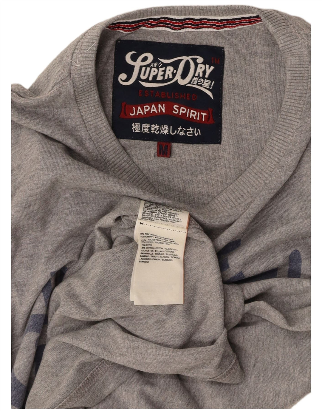 SUPERDRY Мужская футболка с рисунком Верх среднего серого цвета из полиэстера