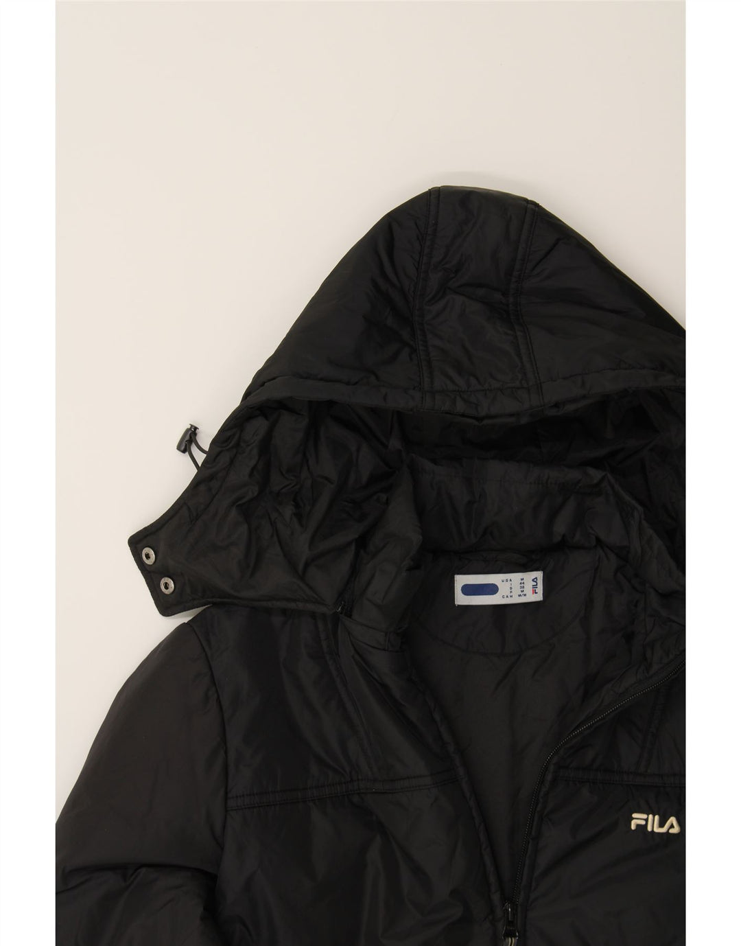 FILA Womens Hooded Padded Jacket IT 44 Medium Black Polyamide Vintage Fila and Second-Hand Fila from Messina Hembry 