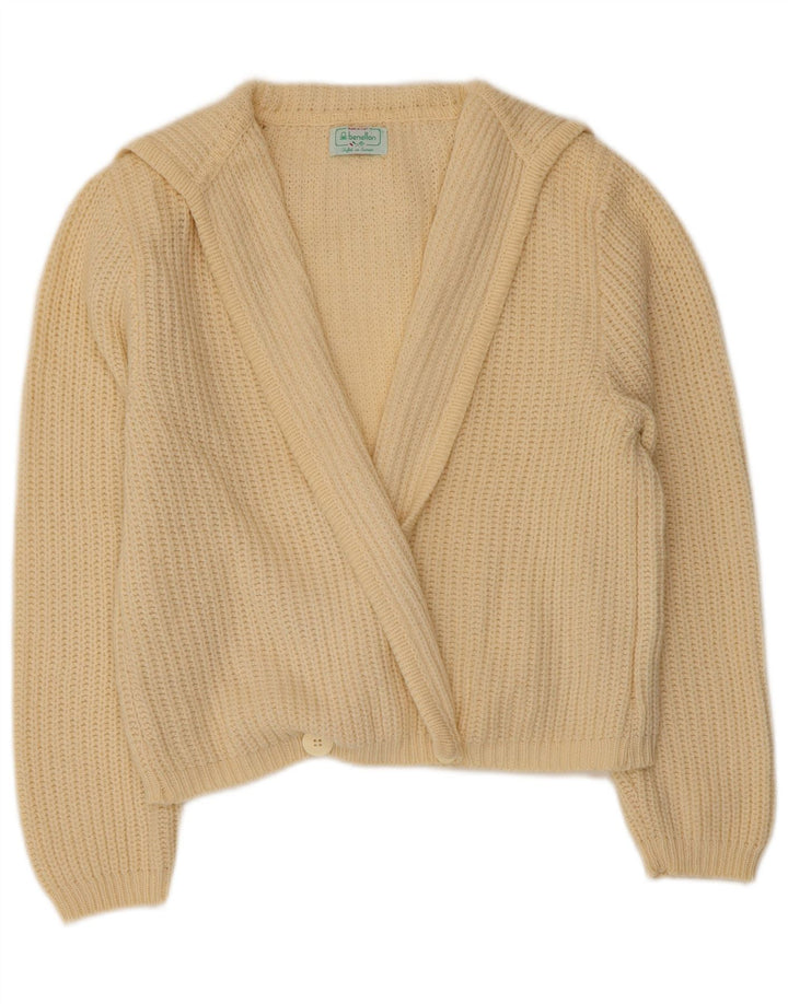 BENETTON Женский укороченный кардиган-свитер IT 46, большой, белая шерсть