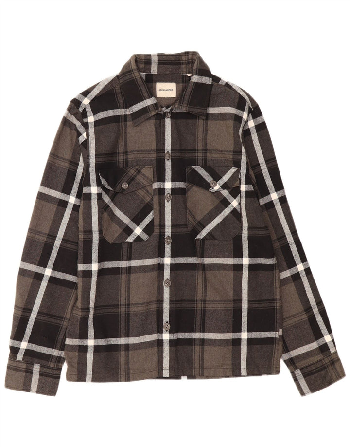 Мужская фланелевая рубашка Jack & Jones, маленькая серая клетка, хлопок