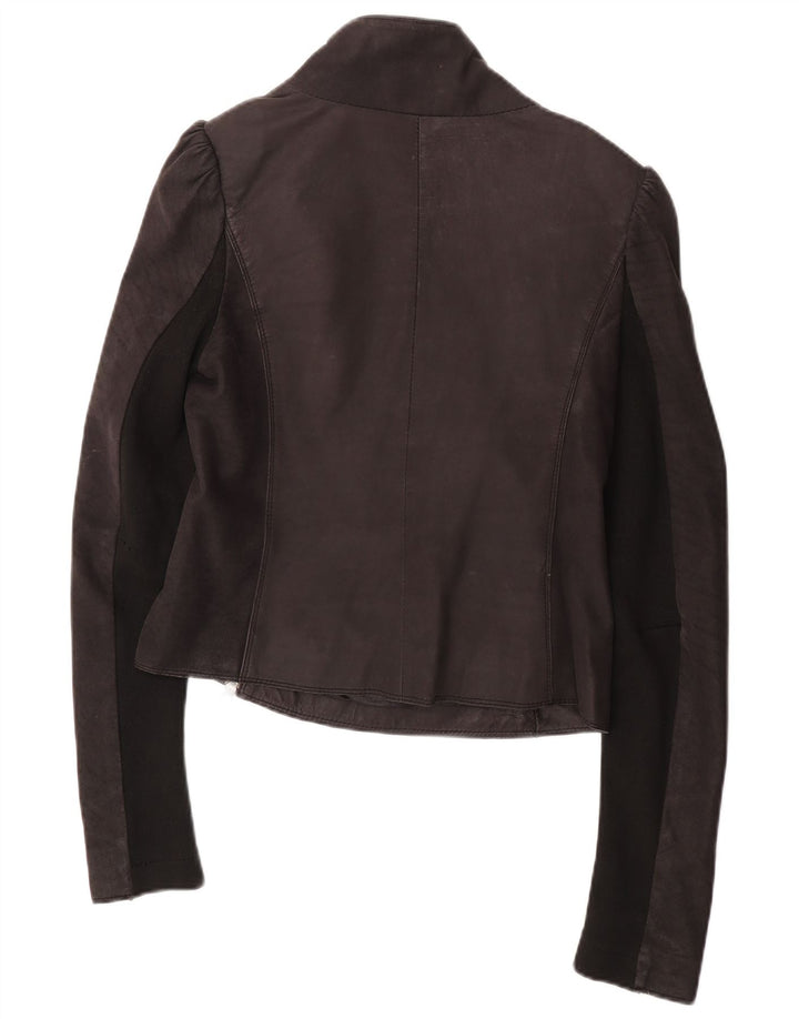 Женская кожаная куртка-гонщик All Saints UK 12, средний черный кожаный цвет