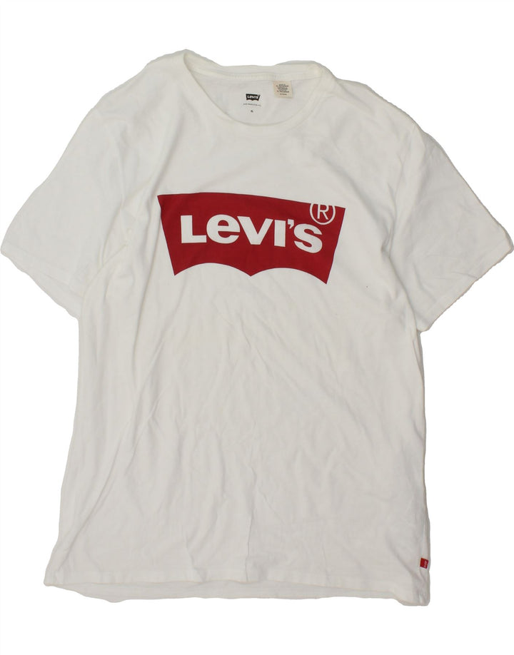 LEVI'S Mens Graphic T-Shirt Top XL White Cotton Vintage Levi's and Second-Hand Levi's from Messina Hembry 