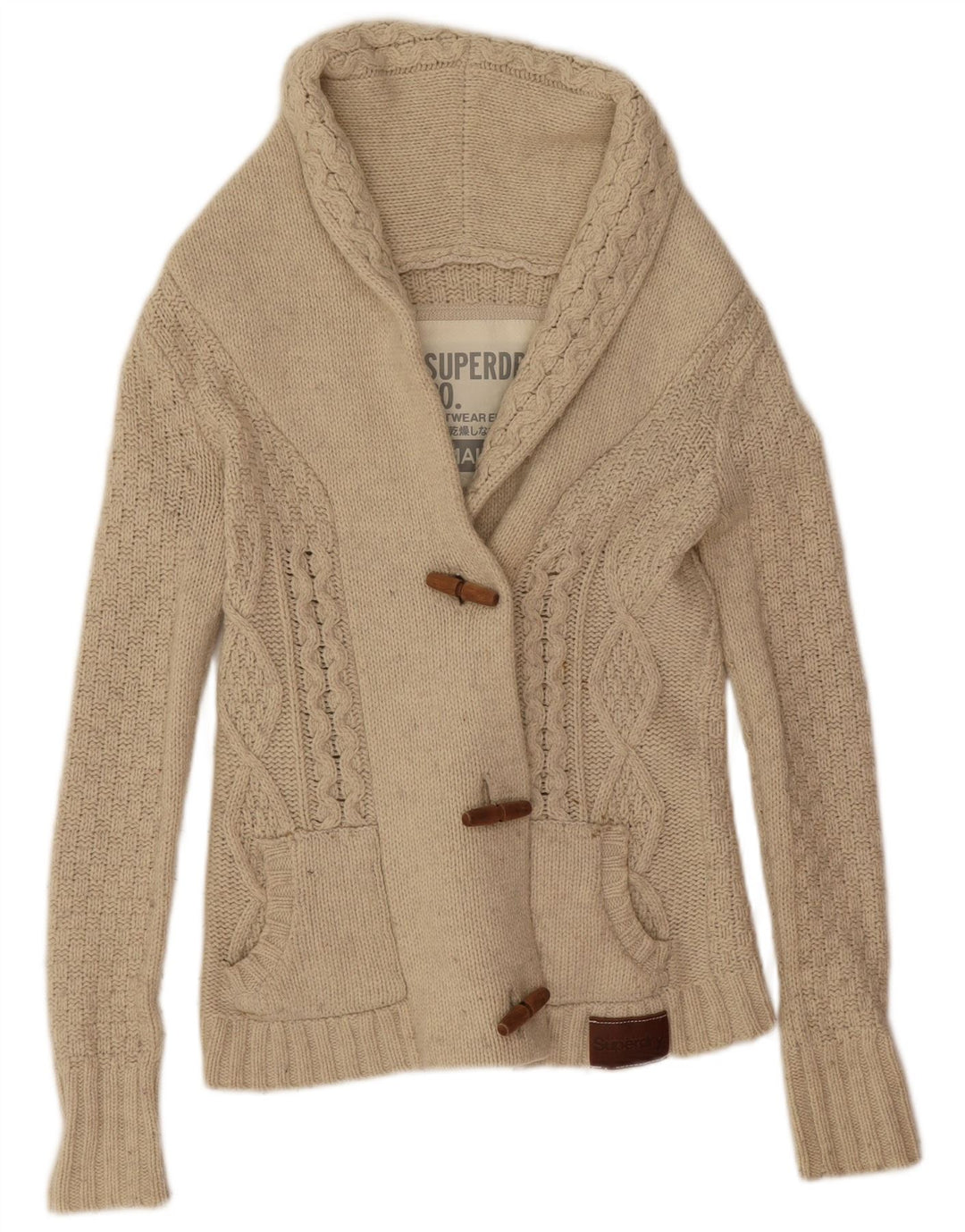 Женский кардиган-свитер Superdry UK 10, маленький, бежевый, шерсть
