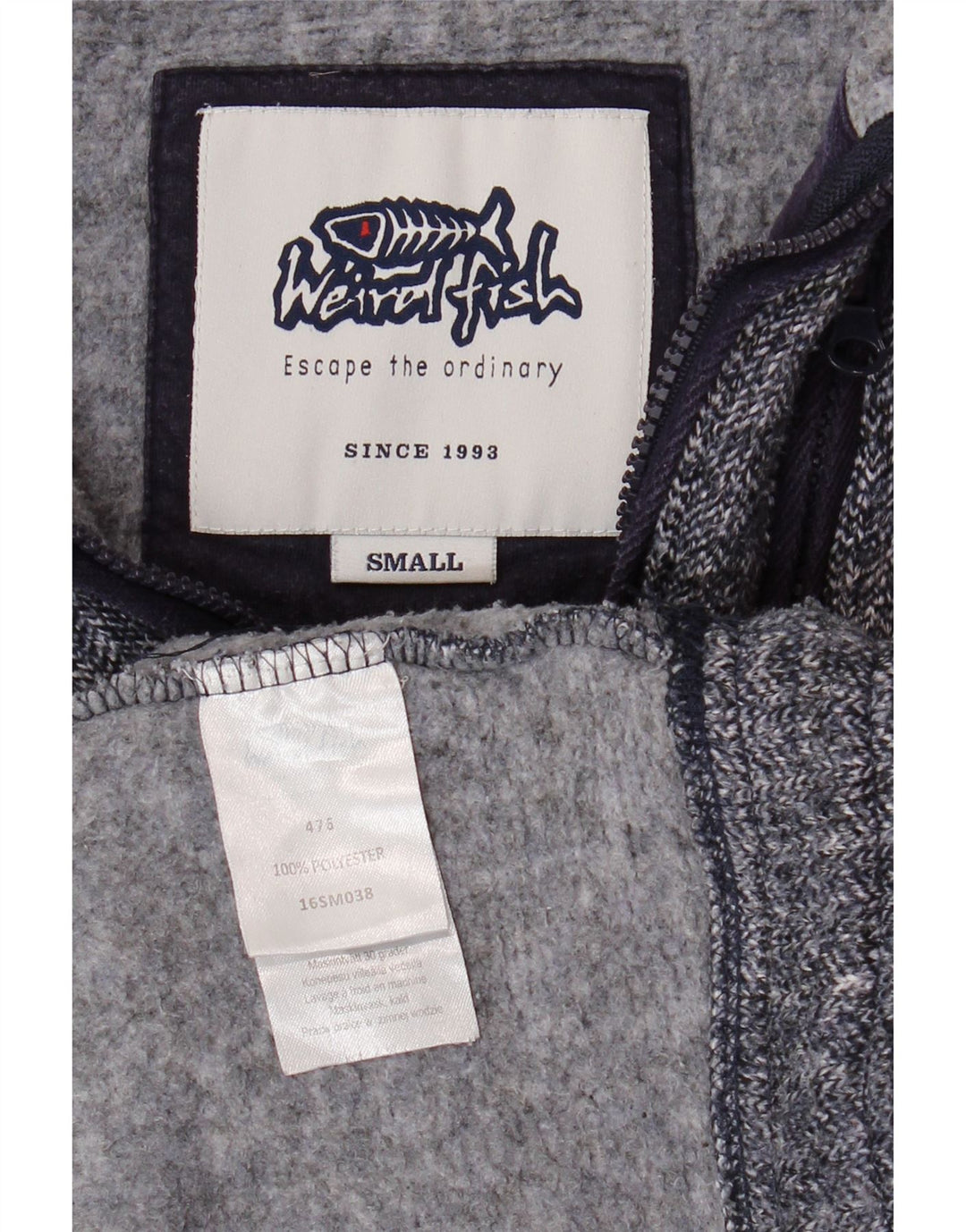 WEIRD FISH Мужской свитшот с воротником на молнии, маленький темно-синий джемпер с рисунком «елочка»