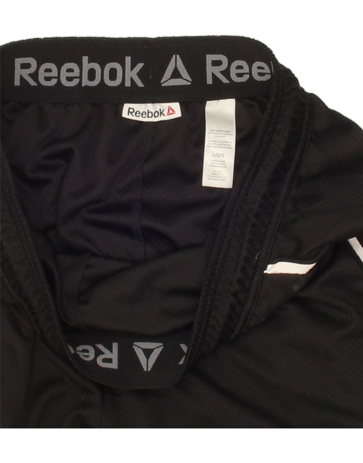 REEBOK Mens Sport Shorts Large  Black Polyester Vintage Reebok and Second-Hand Reebok from Messina Hembry 