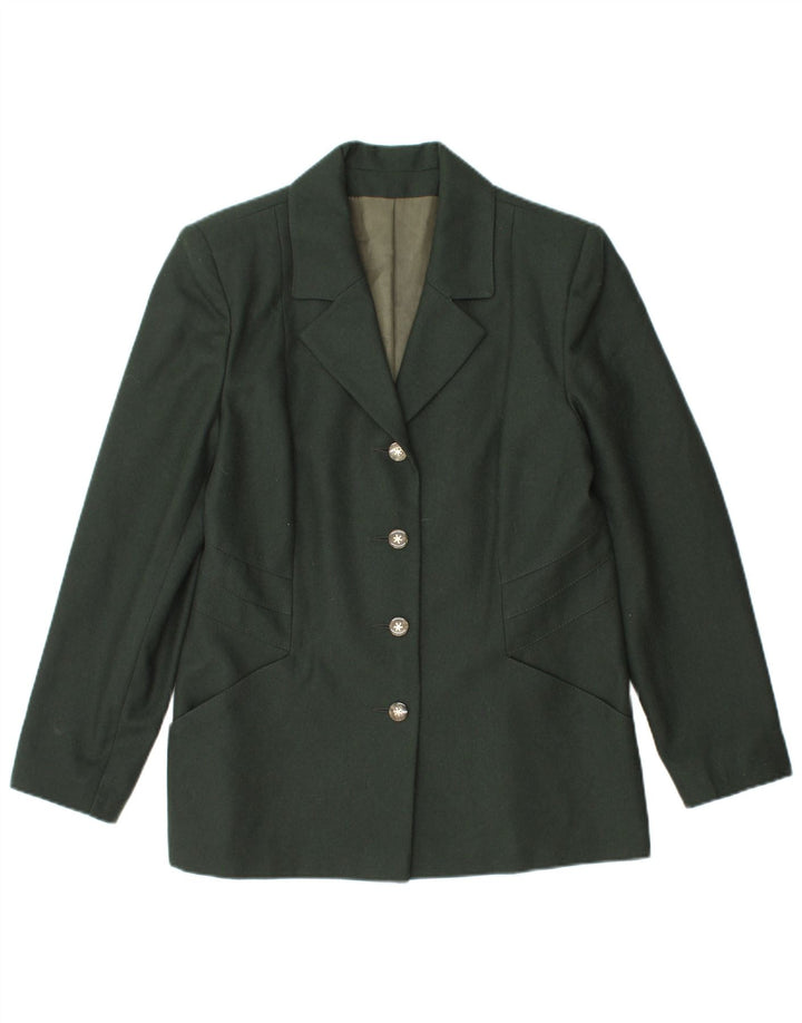 DORENE Womens 4 Button Blazer Jacket UK 12 Medium  Green New Wool
