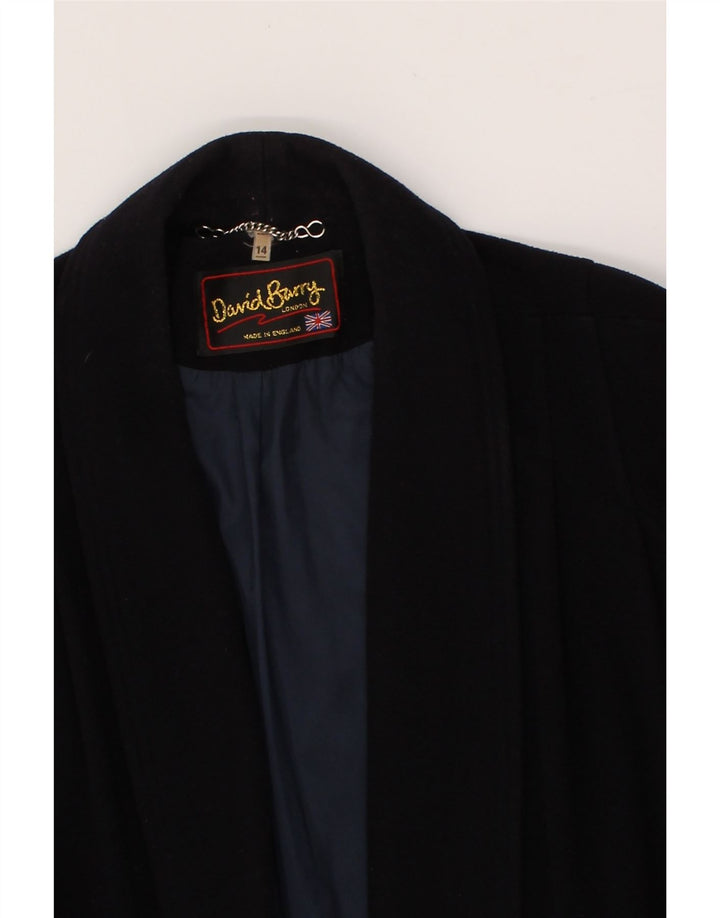 DAVID BARRY Womens Overcoat UK 14 Large Navy Blue Wool Vintage David Barry and Second-Hand David Barry from Messina Hembry 