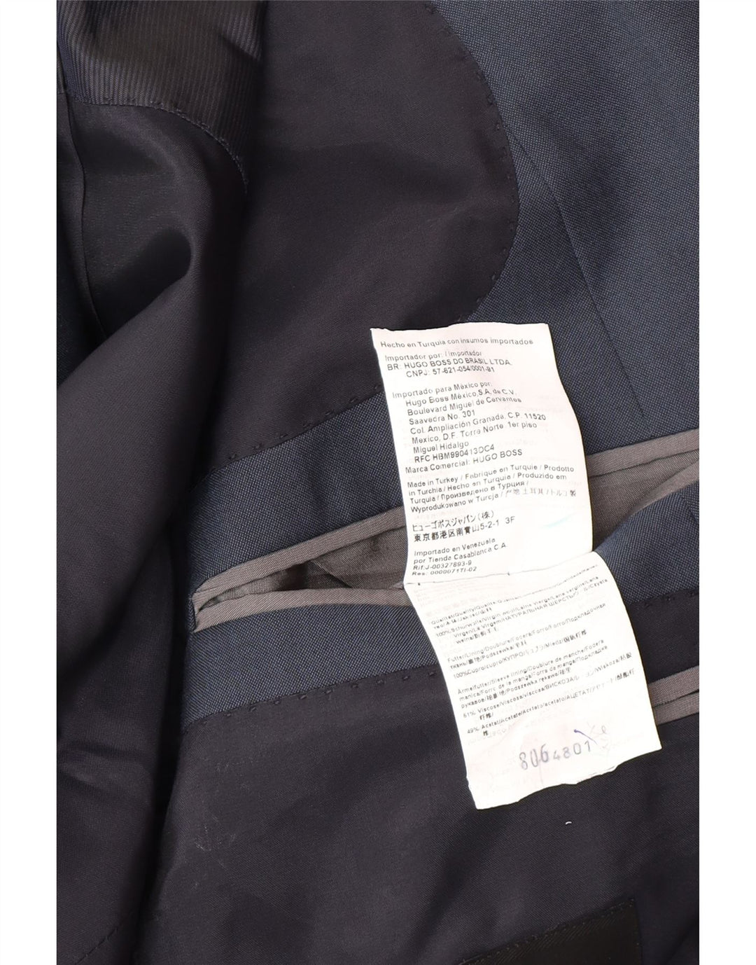 Мужской пиджак с 2 пуговицами Hugo Boss IT 48 Medium Navy Blue Wool