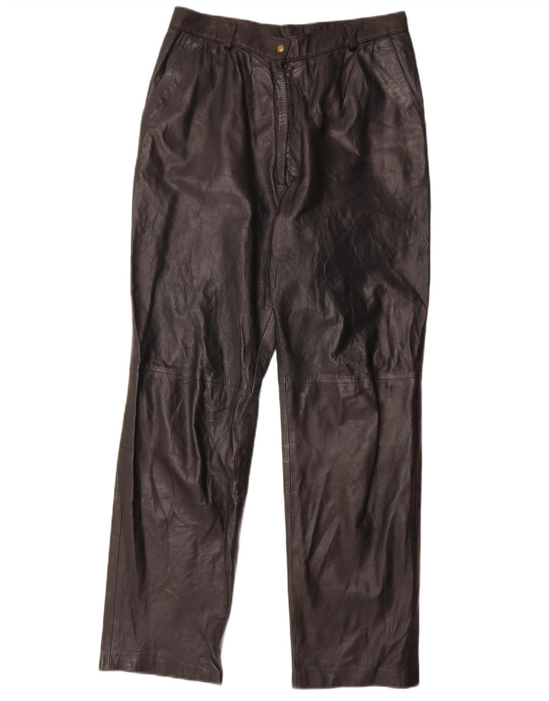 Винтажные женские прямые кожаные брюки W29 L30, черные