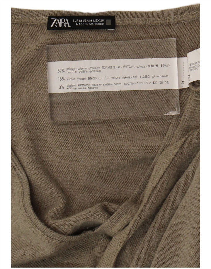 Женский топ оверсайз Zara с длинным рукавом UK 12, средний бежевый полиэстер