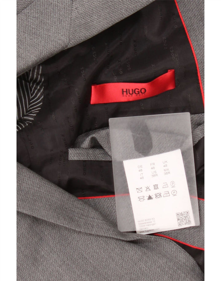 Мужской пиджак Hugo Boss с 2 пуговицами EU 48, средний серый из натуральной шерсти